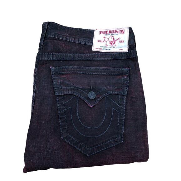 True Religion Jeans Size 40 STRAIGHT BIG T Black/Red - Picture 4 of 15